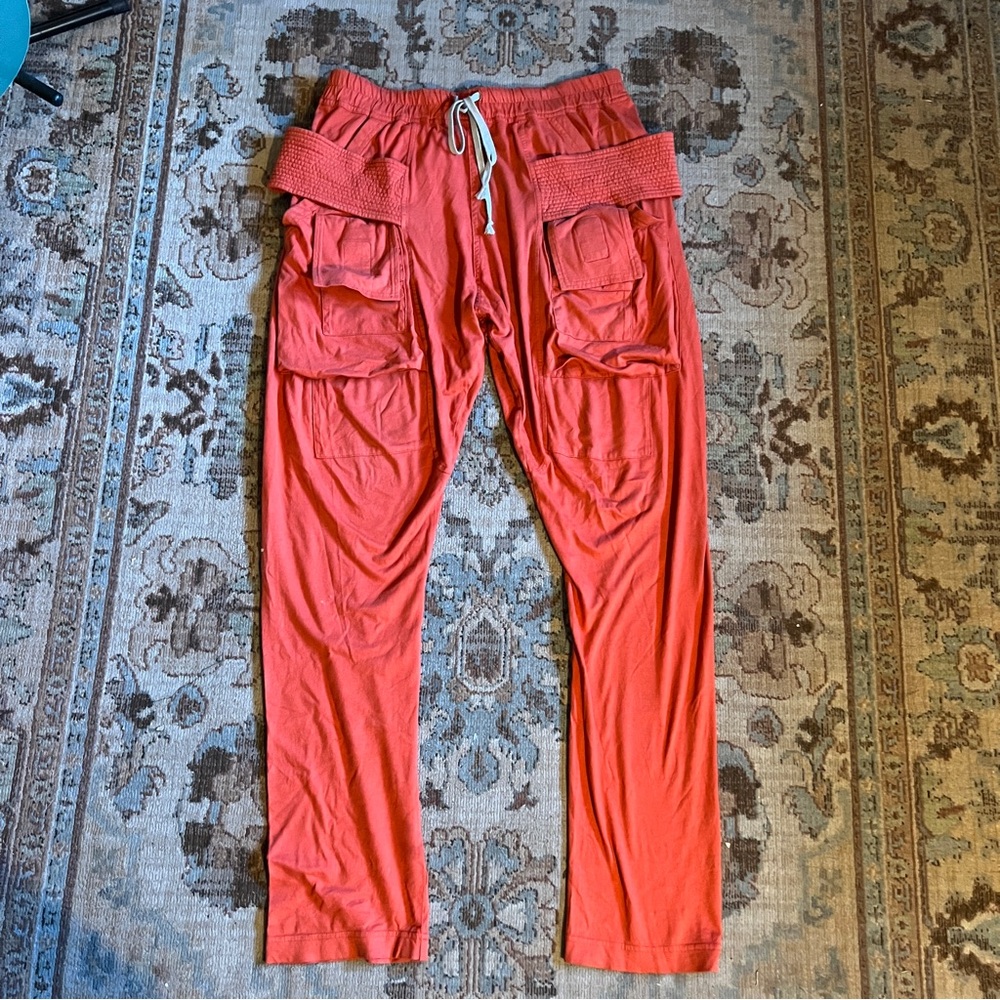 RICK OWENS Creatch Cargo Drawstring in Orange (DU01B7376-RN) Size Medium